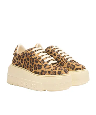 Casadei Low Top Sneakers Platform Sole In Animal Print