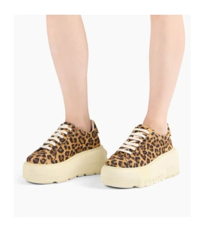 Casadei Low Top Sneakers Platform Sole In Animal Print