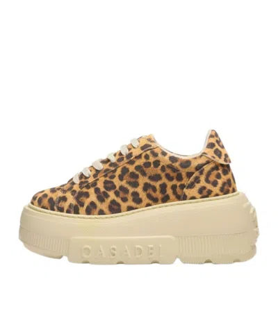Casadei Low Top Sneakers Platform Sole In Animal Print