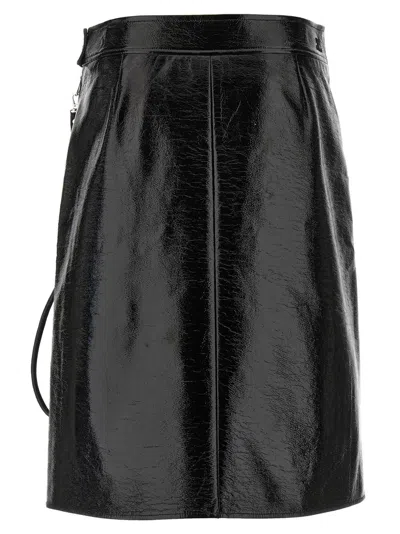 Courrèges Vinyl Skirt Featuring Zipper Accents In Black