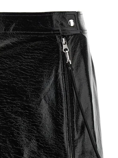 Courrèges Vinyl Skirt Featuring Zipper Accents In Black