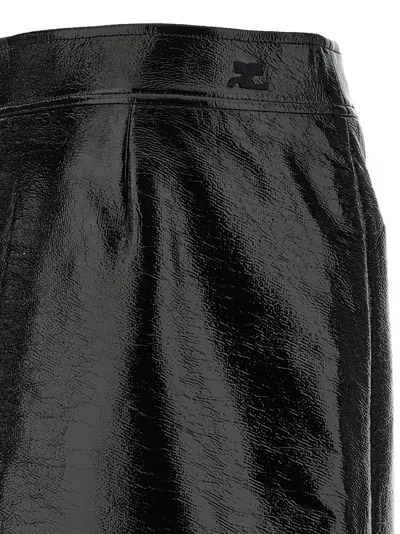 Courrèges Vinyl Skirt Featuring Zipper Accents In Black