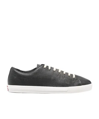 Prada Aged-effect Leather Sneakers In Black