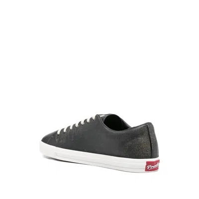 Prada Aged-effect Leather Sneakers In Black