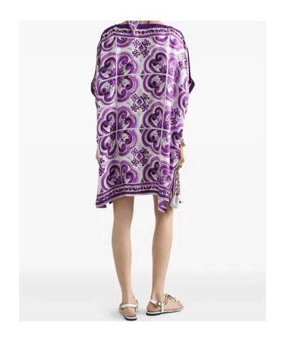 Dolce & Gabbana Farm Rio Printed Viscose Shirt In Purple