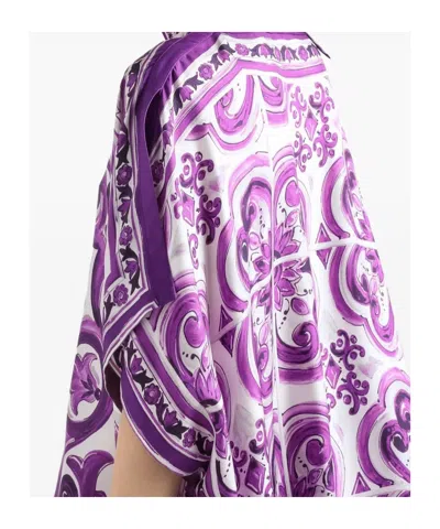 Dolce & Gabbana Farm Rio Printed Viscose Shirt In Purple