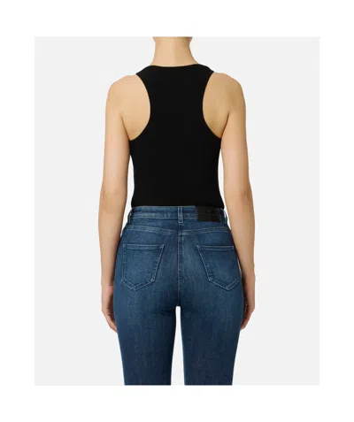 Elisabetta Franchi Top In Ribbed Knit Fabric With Openwork Details In Black