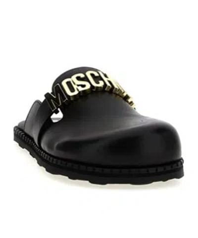 Moschino Couture Sabot With Logo Lettering In Black