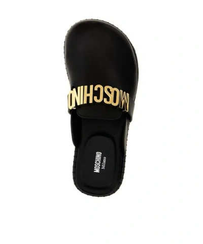 Moschino Couture Sabot With Logo Lettering In Black