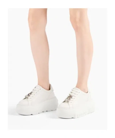 Casadei Low Top Sneakers Platform Sole In White