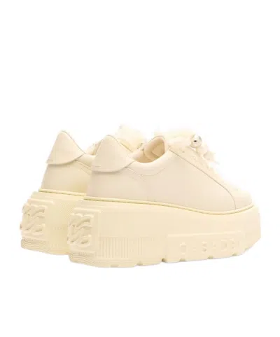 Casadei Low Top Sneakers With Embellished Platform Sole In Neutral