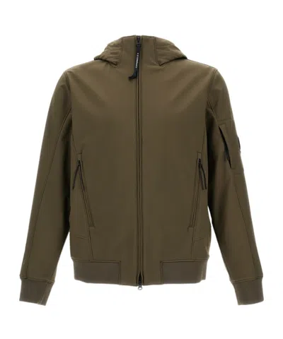 C.p. Company Matte-finish Hooded Jacket With Zippered Pockets And Logo Patch