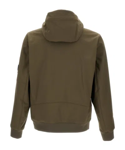 C.p. Company Matte-finish Hooded Jacket With Zippered Pockets And Logo Patch