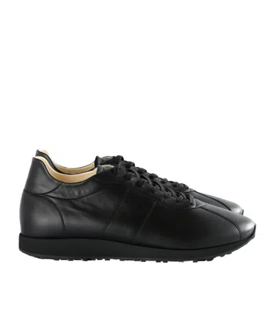 The Row Round Toe Rubber Sole Smooth Finish Sneakers In Black