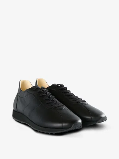 The Row Round Toe Rubber Sole Smooth Finish Sneakers In Black