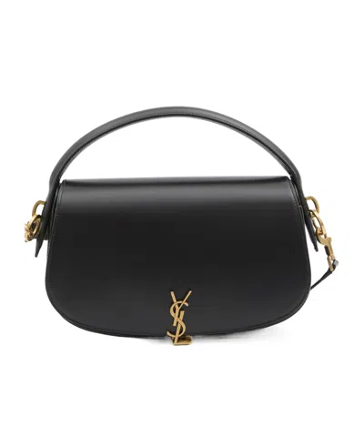 Saint Laurent Voltaire In Box Curved-handle Leather Shoulder Bag In Black