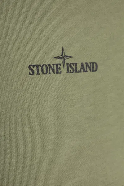 Stone Island Logo-print Cotton Sweatshirt In Green