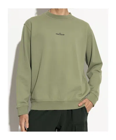 Stone Island Logo-print Cotton Sweatshirt In Green