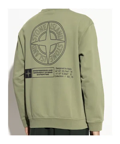 Stone Island Logo-print Cotton Sweatshirt In Green