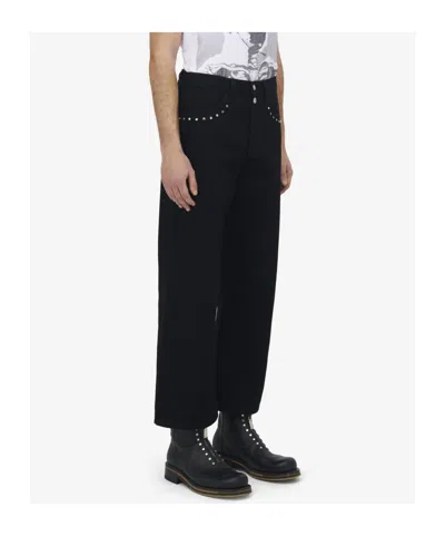 Alexander Mcqueen Men's Cropped Denim Jeans In Black In Black