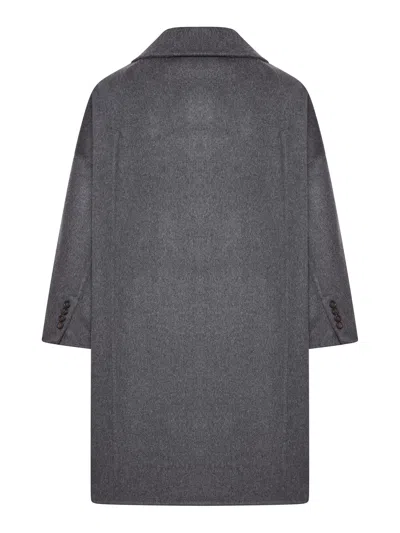 Brunello Cucinelli Double-breasted Cashmere Coat In Gray