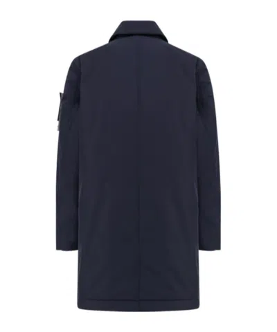 Stone Island Compass Patch Long Parka In Blue