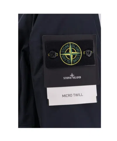 Stone Island Compass Patch Long Parka In Blue