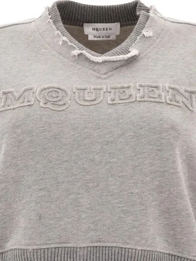 Alexander Mcqueen Cropped Sweatshirt With Mcqueen Logo