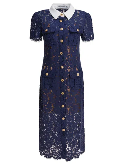 Self-portrait Self Portrait Women Lace Contrast Collar Midi Dress