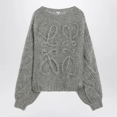 Loewe Anagram Grey Melange Mohair Sweater Women In Gray