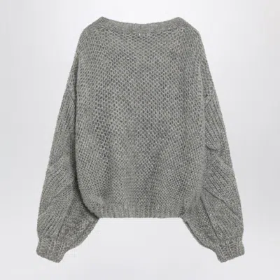 Loewe Anagram Grey Melange Mohair Sweater Women In Gray