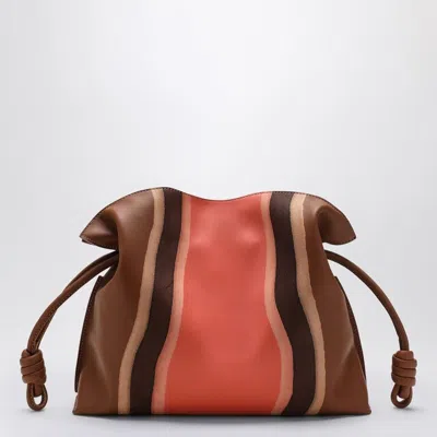 Loewe Flamenco Medium Clutch In Pecan/parrot Pink