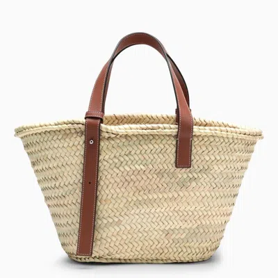 Loewe Medium-sized Basket Bag In Palm Leaf And Leather