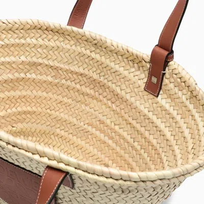 Loewe Medium-sized Basket Bag In Palm Leaf And Leather