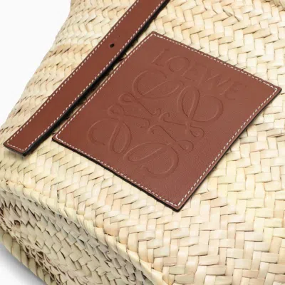 Loewe Medium-sized Basket Bag In Palm Leaf And Leather
