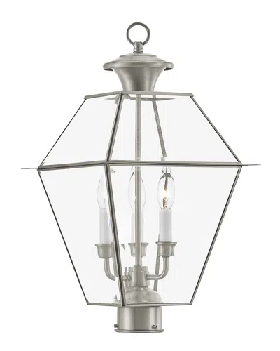 Livex Lighting Livex Westover 3-light Brushed Nickel Post-top Lantern In Gray