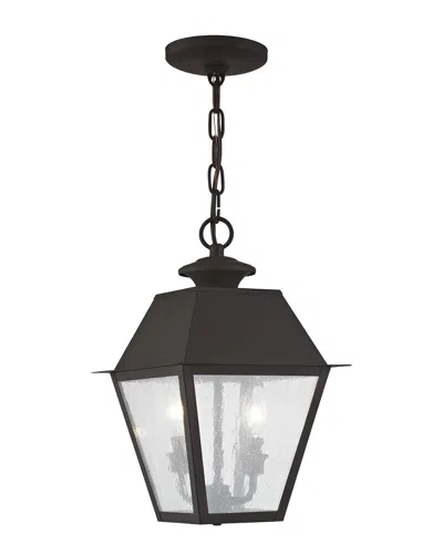 Livex Lighting Livex Mansfield 2-light Bronze Outdoor Chain Lantern In Black