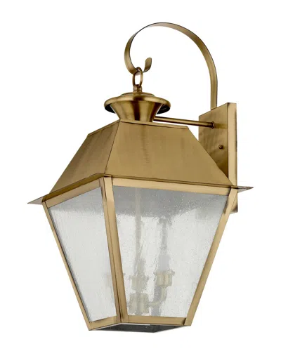 Livex Lighting Livex Mansfield 3-light Ab Outdoor Wall Lantern In Gold