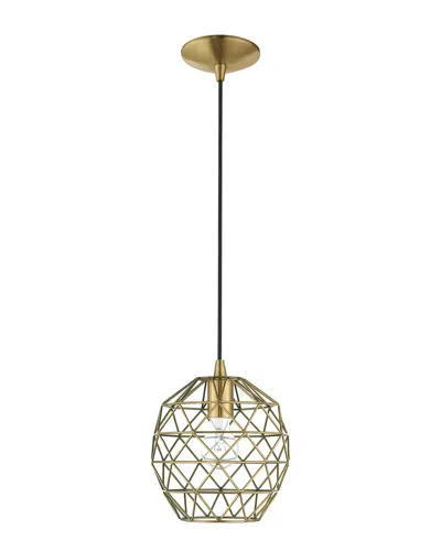 Livex Lighting Livex Geometric Shade 1 Lt Antique Brass Mini Pendant In Gold