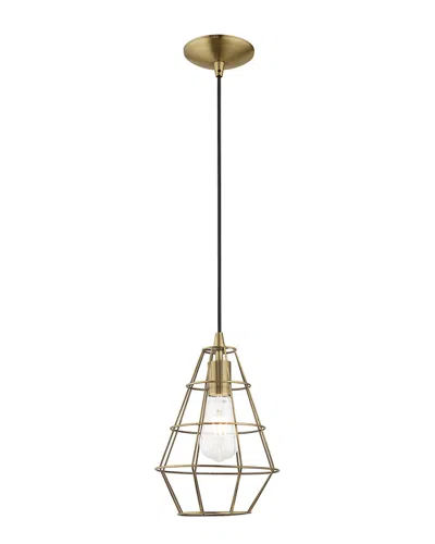 Livex Lighting Livex Geometric Shade 1 Lt Antique Brass Mini Pendant In Gold