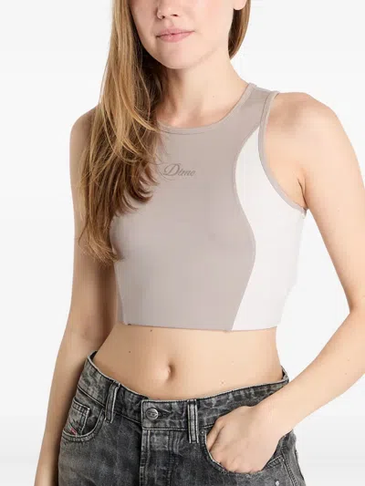 Dime Colour-block Sports Bra In Brown