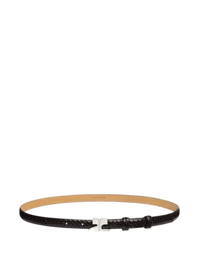 Courrèges Viper Effect Leather Belt In Black