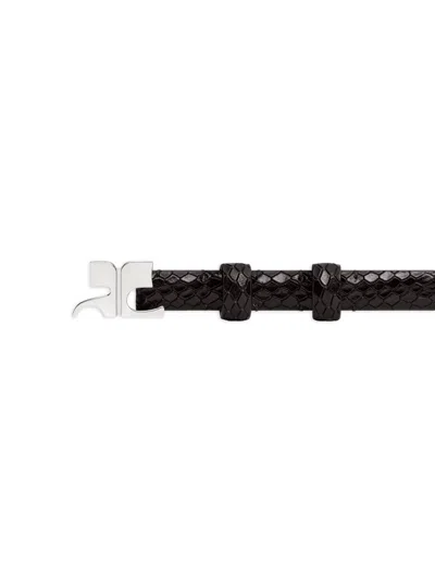 Courrèges Viper Effect Leather Belt In Black