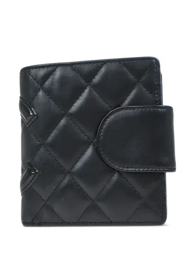 Pre-owned Chanel 2006 Cambon Logo Wallet In Black