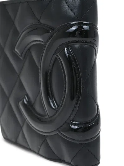 Pre-owned Chanel 2006 Cambon Logo Wallet In Black