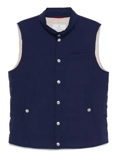 Brunello Cucinelli Down Vest In Blue