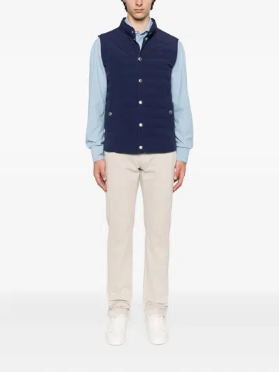 Brunello Cucinelli Down Vest In Blue