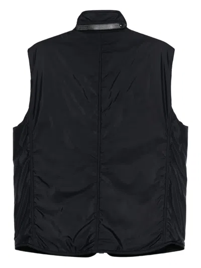 Tom Ford Leather-trimmed Zip-front Vest In Black