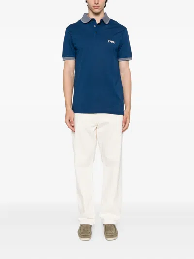 Emporio Armani Cotton Sweaters In Blue