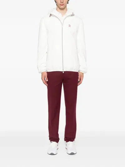 Brunello Cucinelli Cotton Chino Trousers In Burgundy